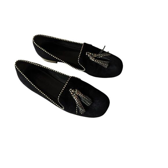 Bernardo Erica Black Suede Patent Leather Trim Loafer Flats Sz 7 1/2 M - Picture 5 of 5